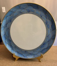 Haviland Limoges France Eventails Bleu Cake Plate Blue Gold