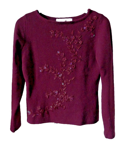 Pull bordeaux brode jamais - pull,