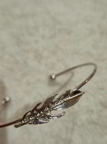 Bracelet jonc argenté plume - jonc,