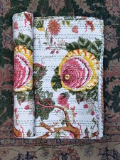 Couvre-lit indien imprimé floral Kantha couette jet de literie couverture dou...