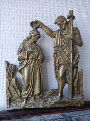 Bas relief bronze baptême - relief, en