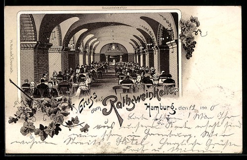 Lithographie hambourg cave - hambourg,,