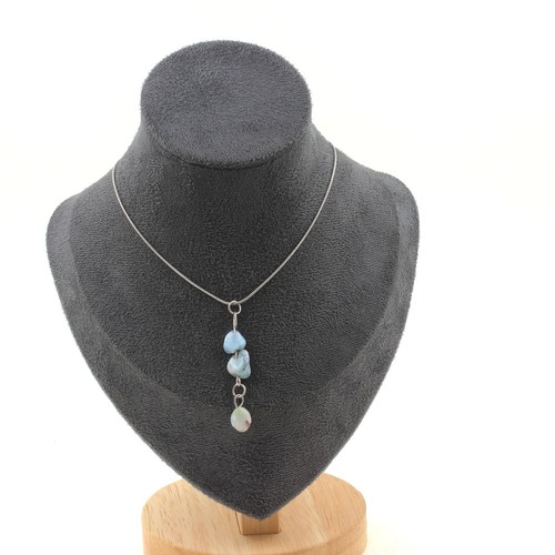 Collier perles larimar de - 3,