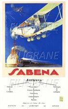 SABENA AVION BELGIQUE Rxhq - POSTER HQ 40x60cm d'une AFFICHE VINTAGE