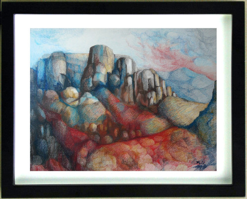 Dessin pastel paysage - paysage,