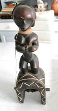 Poulie,étrier métier à tisser en bois -Côte d'Ivoire? statue art Afrique figure