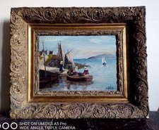 Huile sur panneau signée ED Géliot - 23 x 33 cm -barque en Bretagne