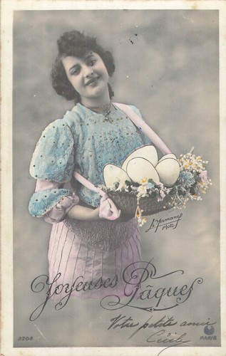 Paques femme avec - avec, panier