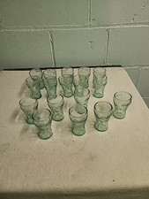 3" Coca-Cola Mini Libbey Glass "Green" Glasses Awsome Shape 