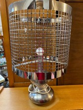 METAL CHROME DESIGN LAMP WITH WIRE MESH LAMPSHADE 70s MODERN STYLE