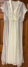 Vintage Val Mode Nylon Satin Lace Lingerie Nightgown Robe Peignoir Set Medium