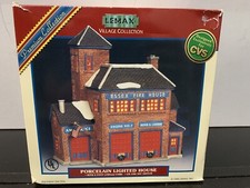 1998 Lemax Jukebox Junction Village Collection Porcelain Essex Fire House #85316