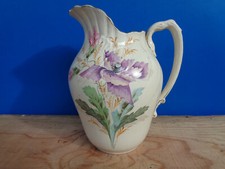 Ancien grand broc de toilette Saint Amand Hamage décor fleur bouquet vintage