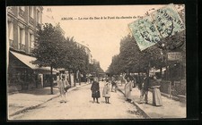Old postcard Ablon, La rue du Bac & le Pont du chemin de Fer 1905 