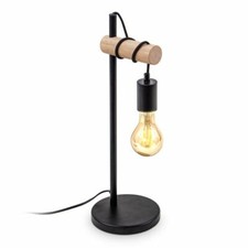 Lampe de chevet rétro industriel bois métal salon chambre lampe à poser E27 noir