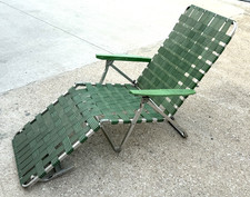 Vintage Retro Aluminum Webbed Chaise Lounge Lawn Chair Mid Century