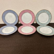 Puiforcat Galuchat Porcelain Salad Plate Set of 6 – Blue Green Rosebud, Unused