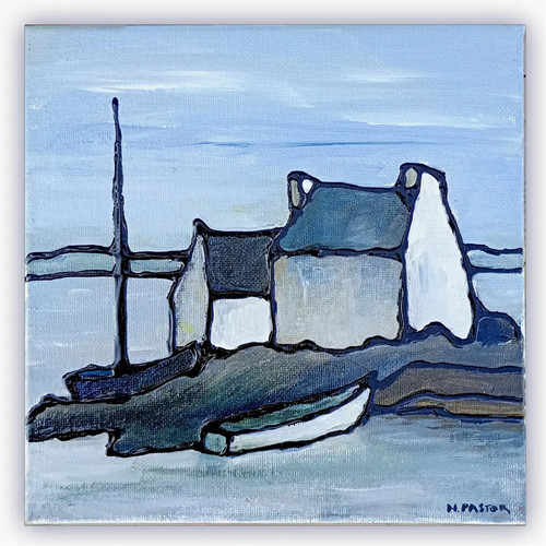 Tableau 20x20cm maisons - 20x20cm,,
