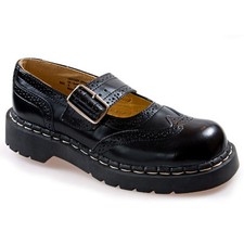 T. U. K.T1002 Tuk Anarchie Brogue Mary Jane Cuir Noir