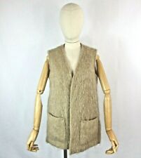 Vintage Andrew Stuart Scottish ecru beige mohair sleeveless cardigan gilet 12 S