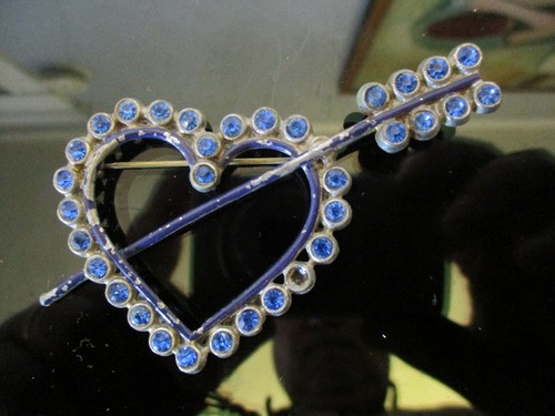 Vintage estate blue rhinestone - vintage,