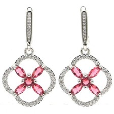 Beautiful Pink Raspberry Rhodolite Garnet Females Daily Wear Silver Earrings