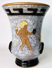 Dionysus Salt-Glazed Stoneware Urn. Roger Guerin Of Bouffioulx, Belgium. Signed