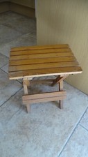 VINTAGE FOLDING RAW WOODEN STOOL FISHING BATHROOM FOLDING