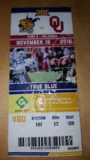 2016 OU Oklahoma Sooners vs West Virginia Collectible Ticket Stub