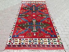 Turkish Bergama Rugs,  Wool Carpet, Handmade Red Carpet Teppich Tapis 51"X97"