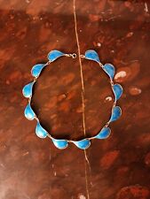 Ivar T. Holth Norway 925 Sterling Silver BLUE Enamel Necklace Holt - 15 inch