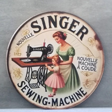 Vintage Singer Metal Plate Sewing Machine 20x20 Round New
