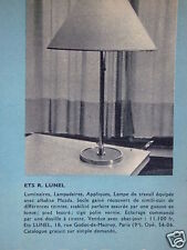 1955 LUNEL PRESS ADVERTISEMENT LAMPS APPLIQUES LAMPS