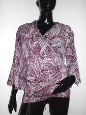 LEGERE BLOUSE EFFET CACHE COEUR  FEMME TAVIA LUCCI MOTIF BEIGE ET GRENAT T:42/44