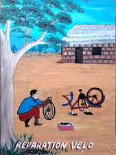 Rare ENSEIGNE peinte AFRICAINE