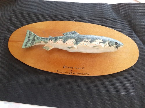 Rare sculpture truite bois - truite, en