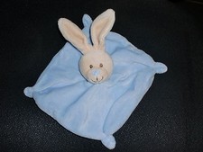 Doudou plat carré lapin bleu