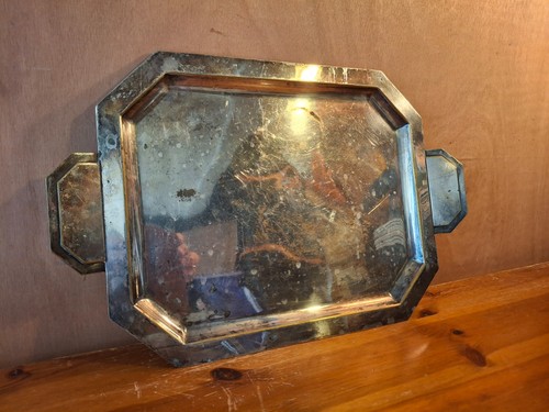 Plateau metal argente - metal,