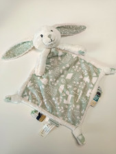 Doudou Plat Lapin Blanc Vert
