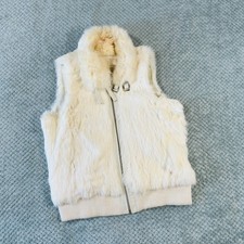 vintage y2k wilsons leather white real rabbit fur babydoll full zip vest wmns XL