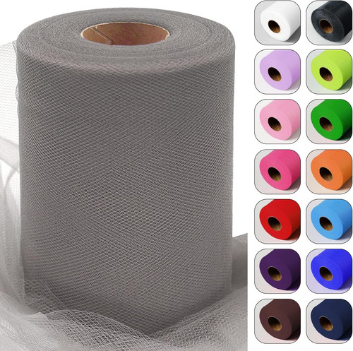 Gray tulle fabric roll - fabric, inch