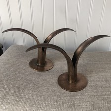 2 Vintage Ystad Metall Lily  Candlesticks Ivar Åhlenius Björk Sweden MCM