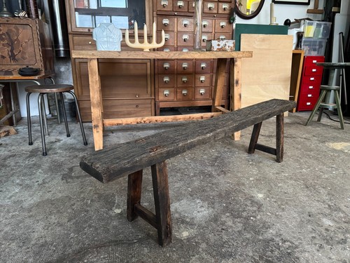 Banc paysan rustique chêne - banc,