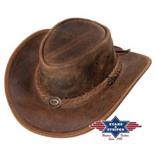 Chapeau Hut Western Hat en Cuir Stars & Stripes Crazy Horse