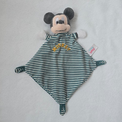 Doudou mickey plat rayé - rayé, vert