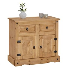 Buffet commode vaisselier style mexicain 2 portes 2 tiroirs finition teinté/ciré