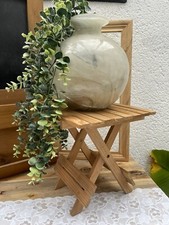 Small wooden plant holder stool - folding - small doll table