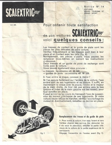 Ancienne notice scalextric - ancienne,