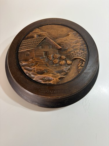 Boîte bois ronde sculpté - boîte,
