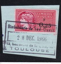 TIMBRE FISCAL FRANCE 0,25 F. SUPERBE CACHET-OBL.TB-VOIR SCAN-Z194